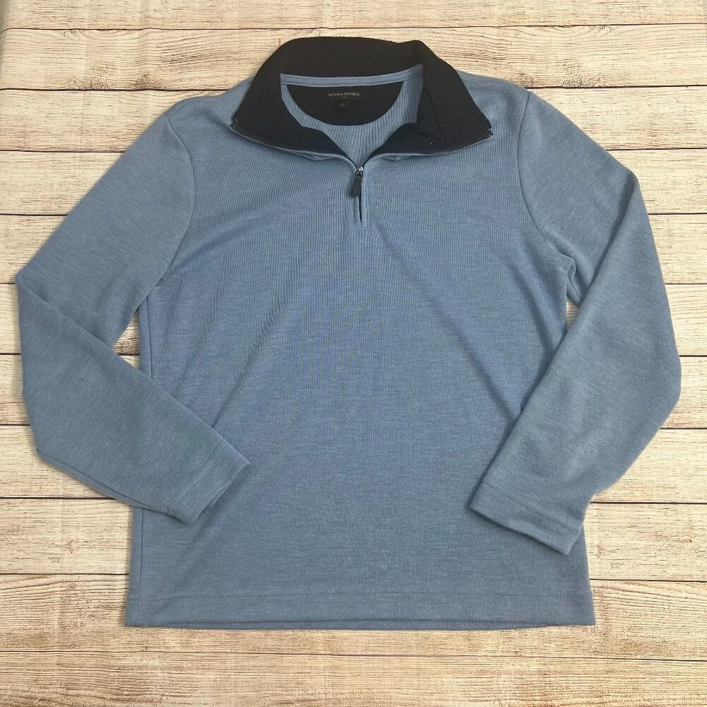 Banana Republic Blue Quarter Zip Pullover Sweater‎ Size Large Men's Casual